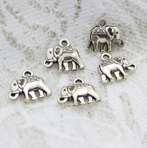 Elephant Charm//Pendant Tibetan Gold 14mm 10 Charms Accessory Jewellery Making