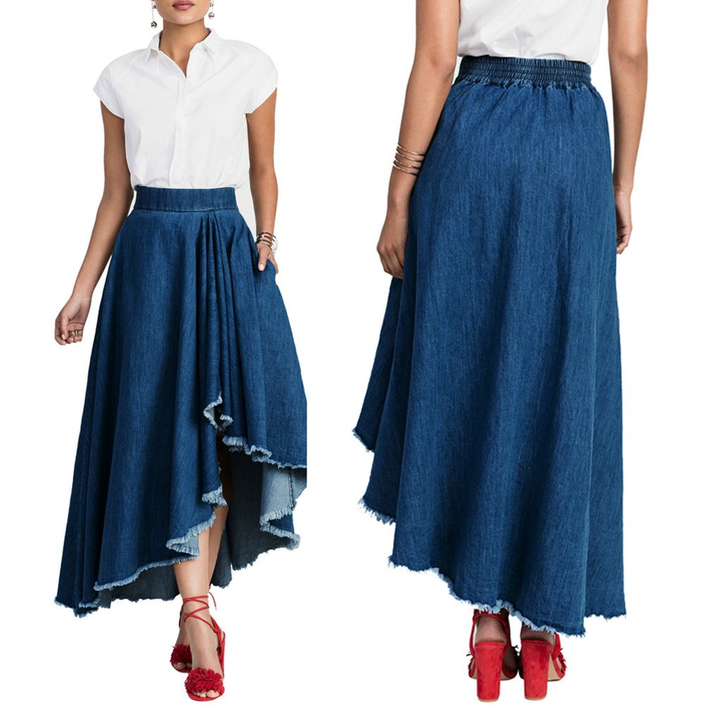 Spring Summer Women Denim Skirts New Arrivals For Ladies Casual Solid