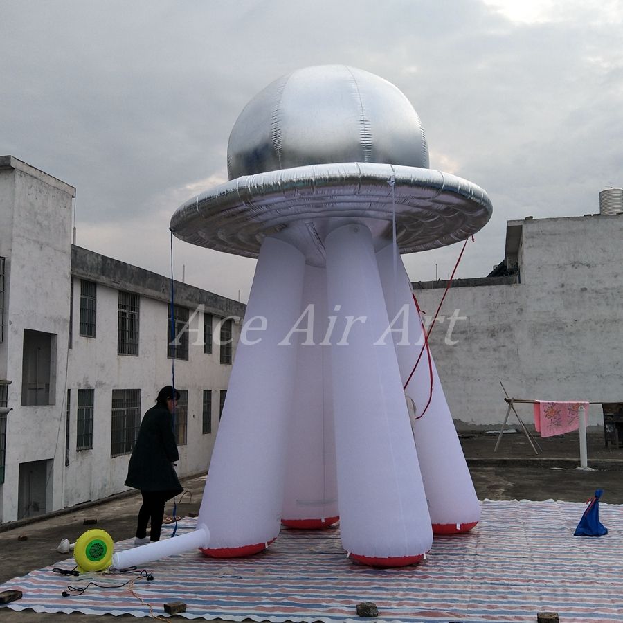 2021 4.5 M Tall Amazing Giant Inflatable UFO Dome Silve Flying Saucer