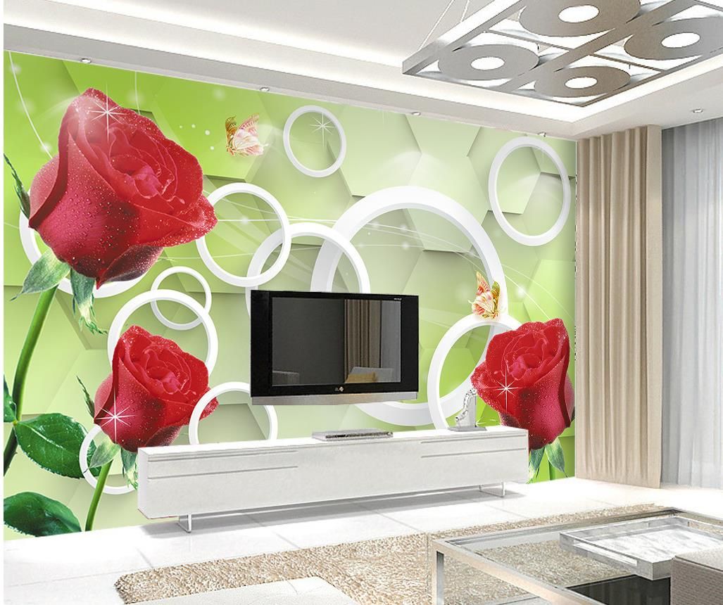 New Custom 3d Beautiful Rose Butterfly Mural 3d Wallpaper 3d Wall