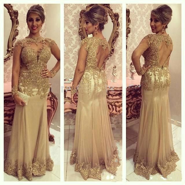 long gold evening gown