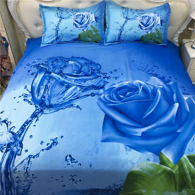 2018 New Fashion Blue Rose Pattern 3d Bedding Set Home Textiles Twin 2018 New Fashion Blue Rose Pattern 3d Bedding Set Home Textiles Twin Queen King Size Bed Sheets Quilt Pillow Case Whole