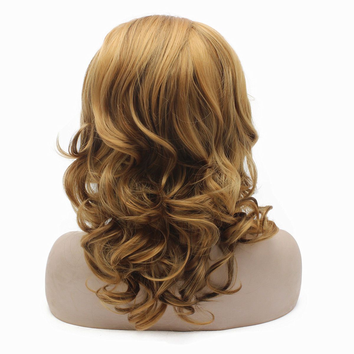16inch Shoulder Length Wavy Blonde Lace Front Synthetic Wig Wigs