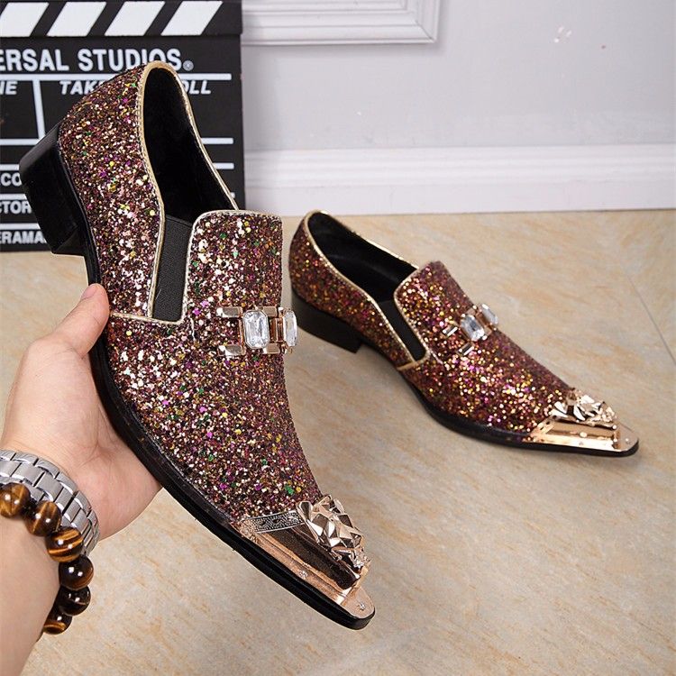 metallic dress shoes