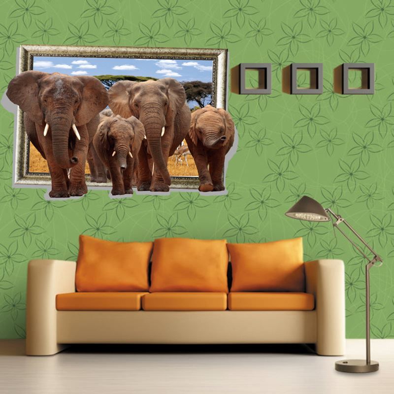 9025w elephant wall sticker bedroom living room 3d stereoscopic