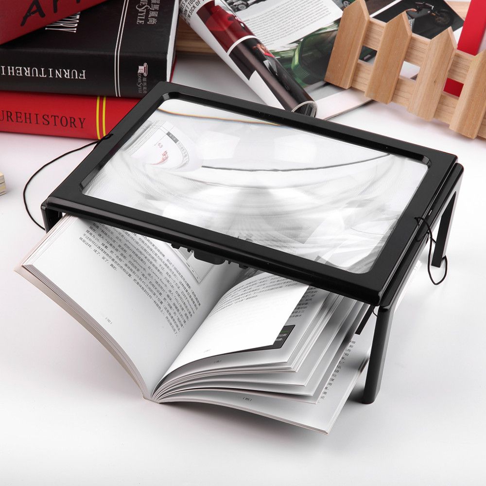 A4 Full Page Large Magnifier 3X Foldable Magnifying Glass Loupe Hands
