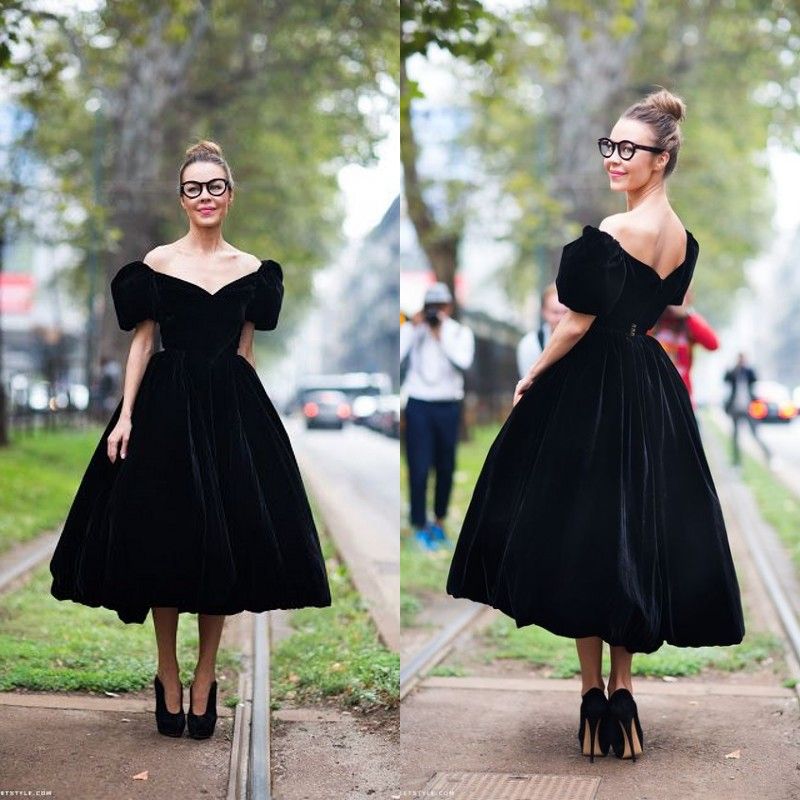 Black Dress with Puffy Sleeves