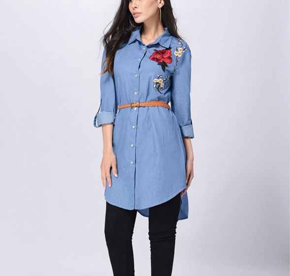 long denim shirts womens