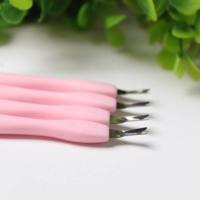 V Shape Blade Cuticle Pusher Trimmer Plastic Handle Stainless Steel