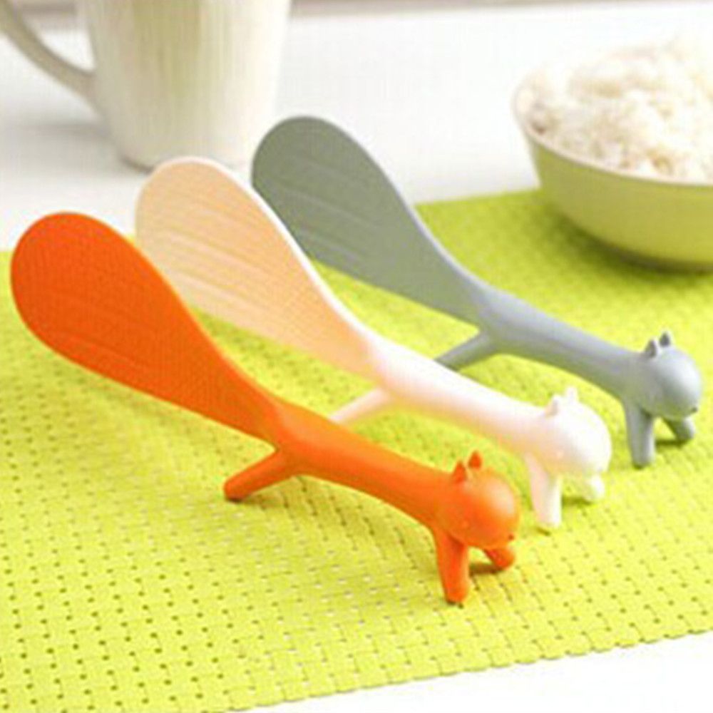 Cute Kitchen Squirrel Shape Non-stick Rice Paddle Scoop Spoon Ladle Novelty Tool