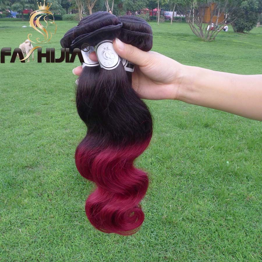 Bright Vibrant Red Ombre Virgin Human Hair Weave Silk Brazilian