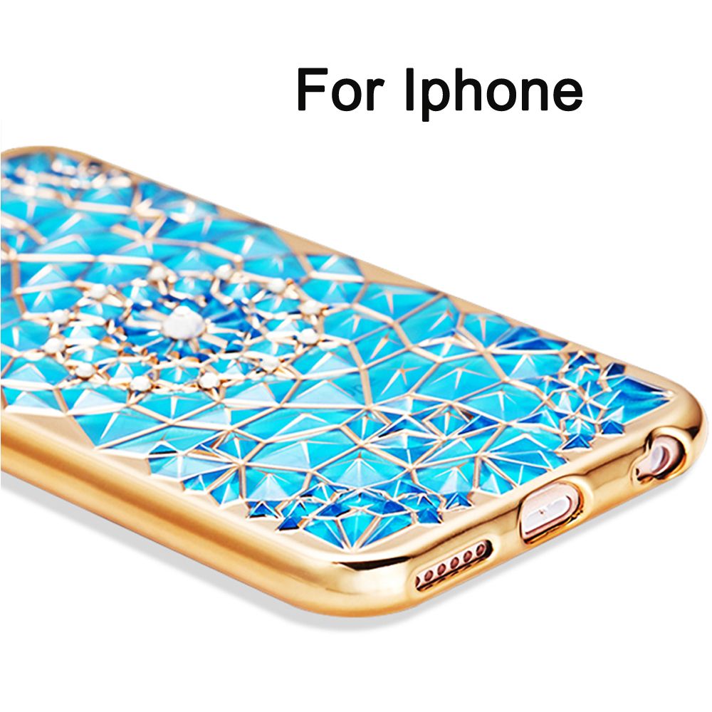 New Luxury 3D Electroplating Flowers Rhinestone Bling Soft TPU Phone 