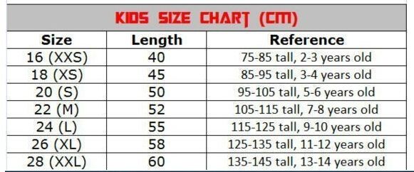 Soccer Jersey Size Chart Youth