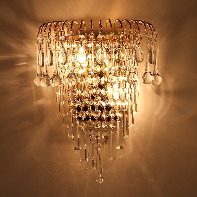 2018 Classic Crystal Chandelier Wall Light Gold Crystalline 2018 Classic Crystal Chandelier Wall Light Gold Crystalline Sconce Lamp Led Foyer Living Room Bedside Glass From Wuzhangtsai