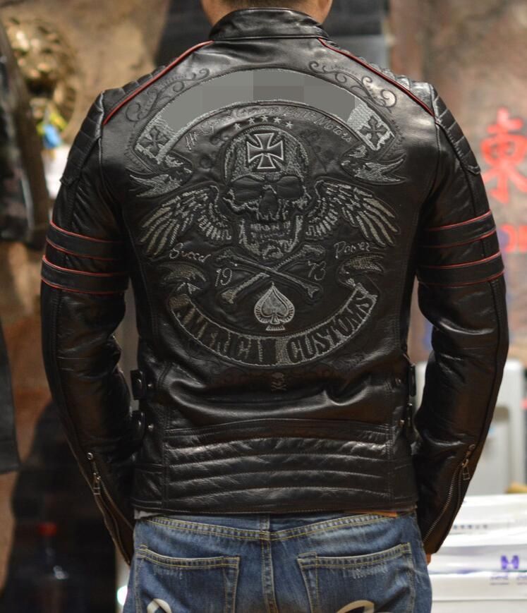  2019  2019 New Retro Mens Geniune Leather  Short Jacket  