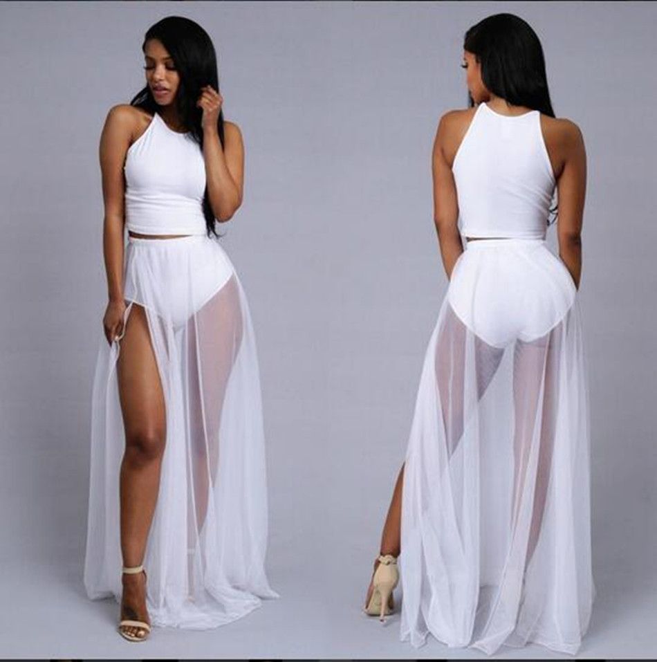 white beach maxi skirt