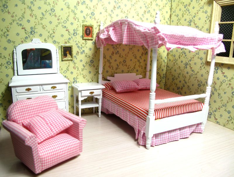 1:12 scale dollhouse miniature bedroom furniture set dolls house