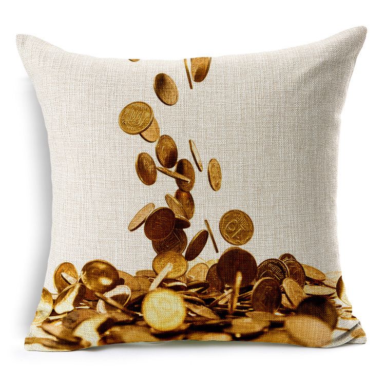 Square 45x45cm Monetary Wealth Money Bullion Printed Pillow Case