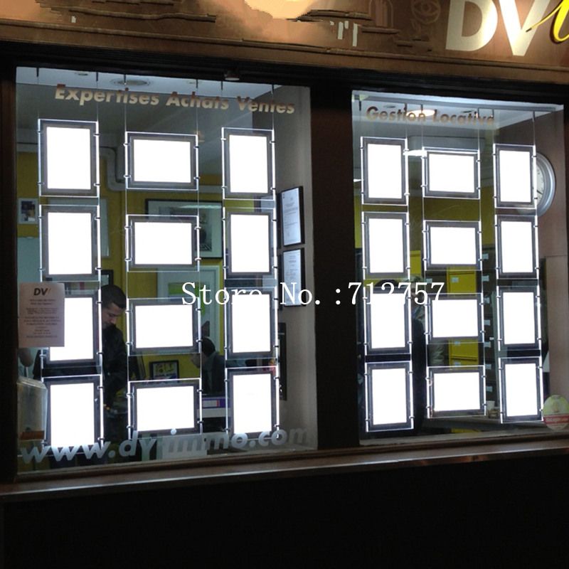 A4 +A3 LED Window Display System,Real Estate Agent Window Hanging LED Poster Display Frames