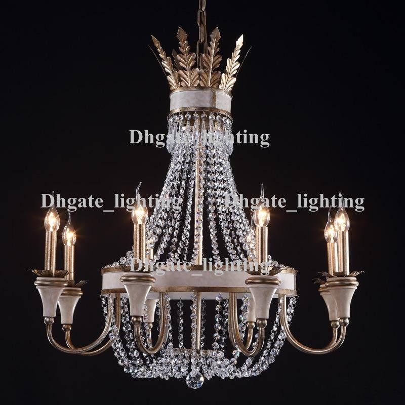 Vintage Retro Crystal Chandelier Lamps Wrought Iron Large Vintage Retro Crystal Chandelier Lamps Wrought Iron Large Lighting For Hotel Lobby Living Room Island Pendant Lights Over