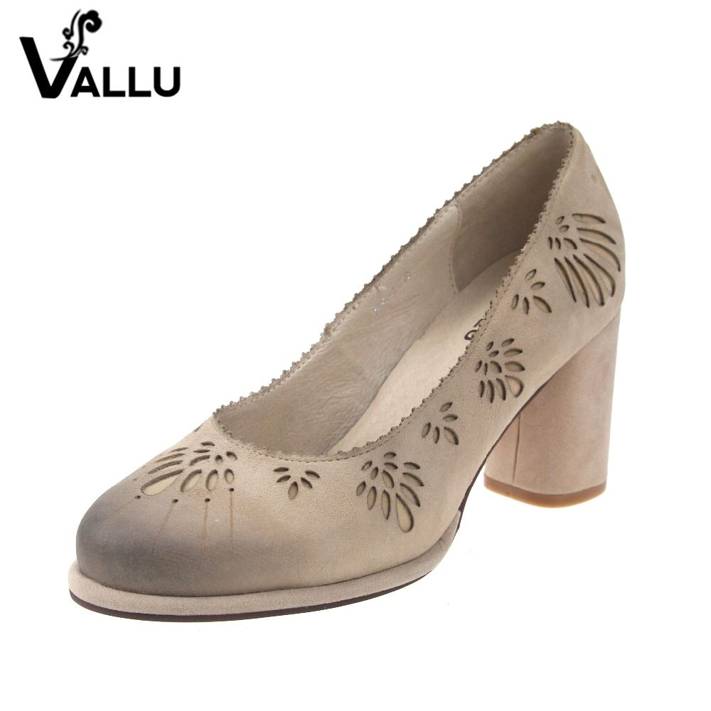 Tallados Bombas Mano Mujer Zapatos Alto Hechos Chunky Ante Vallu 2017 Tacón Naturales Talones De A H29WEDI