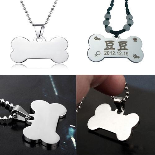 bone shape dog tags design mirror surface engravable pendants pet id
