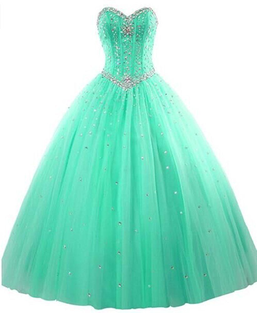 2017 New Elegant Ball Gown Tulle Quinceanera Dresses With Beads Sweet ...