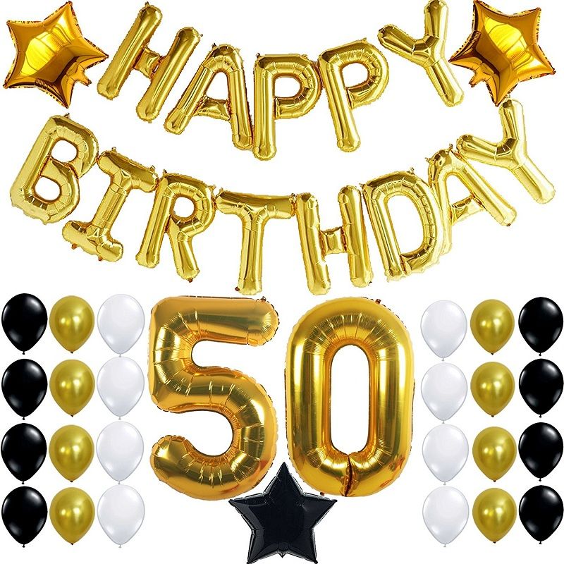 50th birthday party decorations kit with happy birthday banner foil