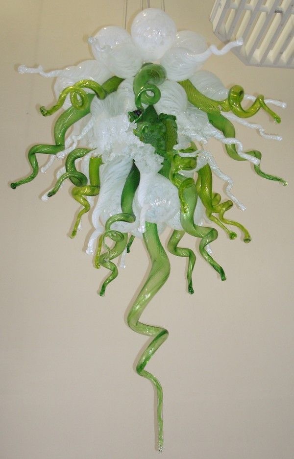 White And Green Glass Chandelier Light Led Source Blown White And Green Glass Chandelier Light Led Source Blown Chihuly Style Modern Artistic Lamps Pendant Pendants From Ben0829