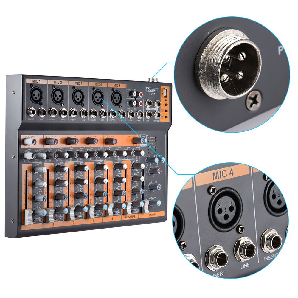 Consola De Mezcla De Audio Portátil De 7 Canales Mic Line Consola De Mezcla De Audio Portátil De 7 Canales Mic Line
