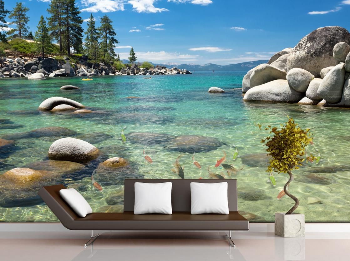 Compre Hd Lago Pedra Crianças Quarto Fundo Parede Mural 3d Papel De