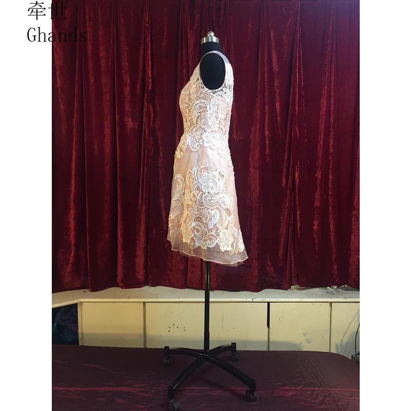 Ghands Cheap Jjshouse Lace Organza V Neck Sheath Column Knee