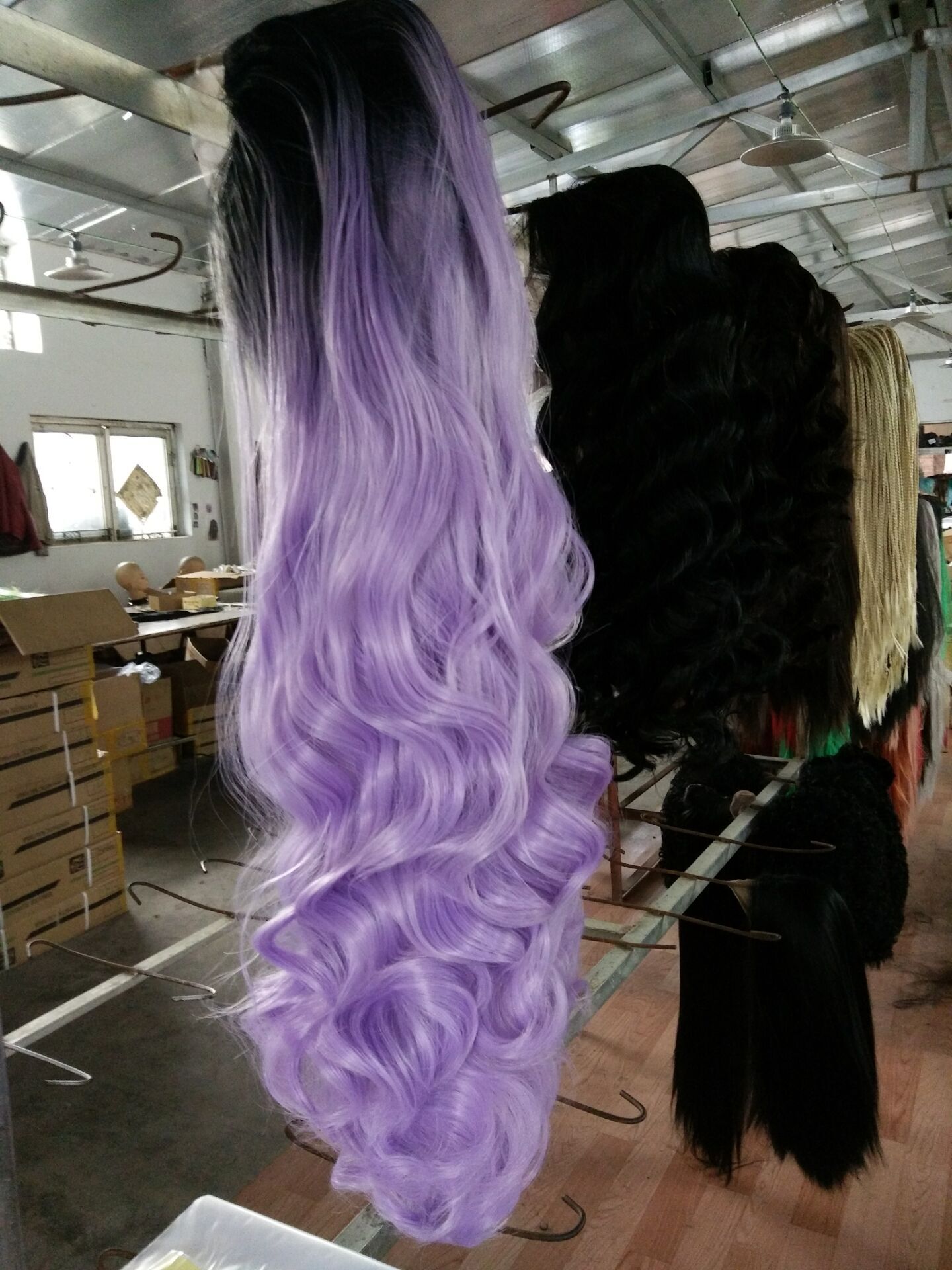 Natural Wavy Ombre Light Purple Cute Hair Color Actural Picture