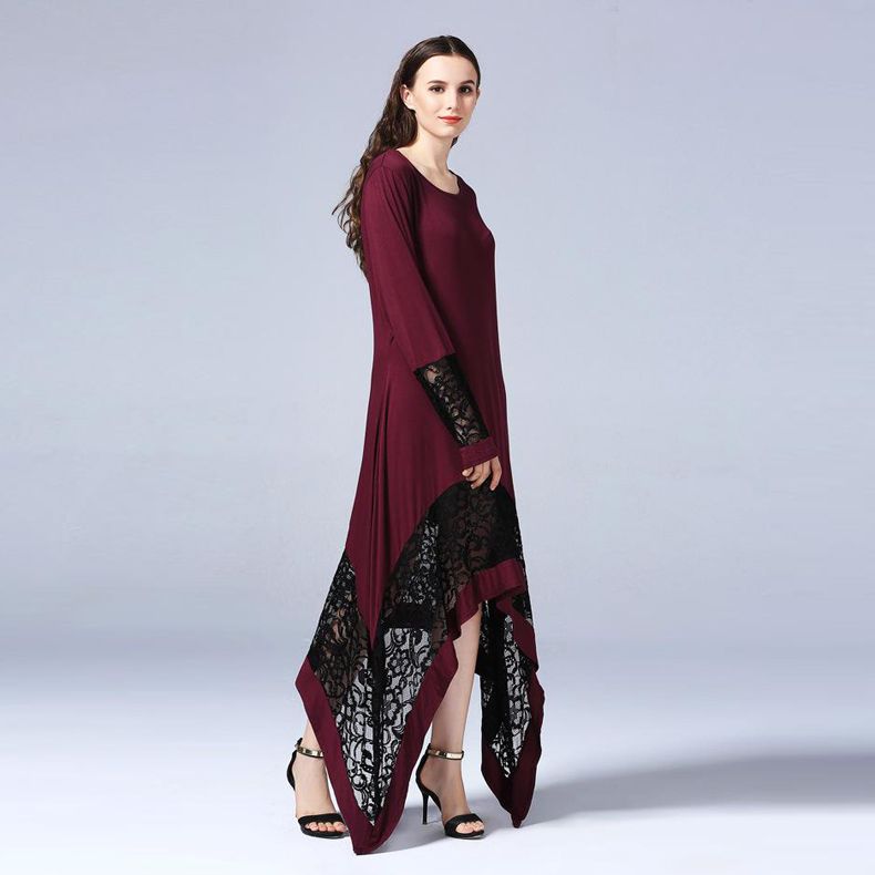 New Arrvial Plus Size 5xl Season Autumn Floor Length Lace Panelled