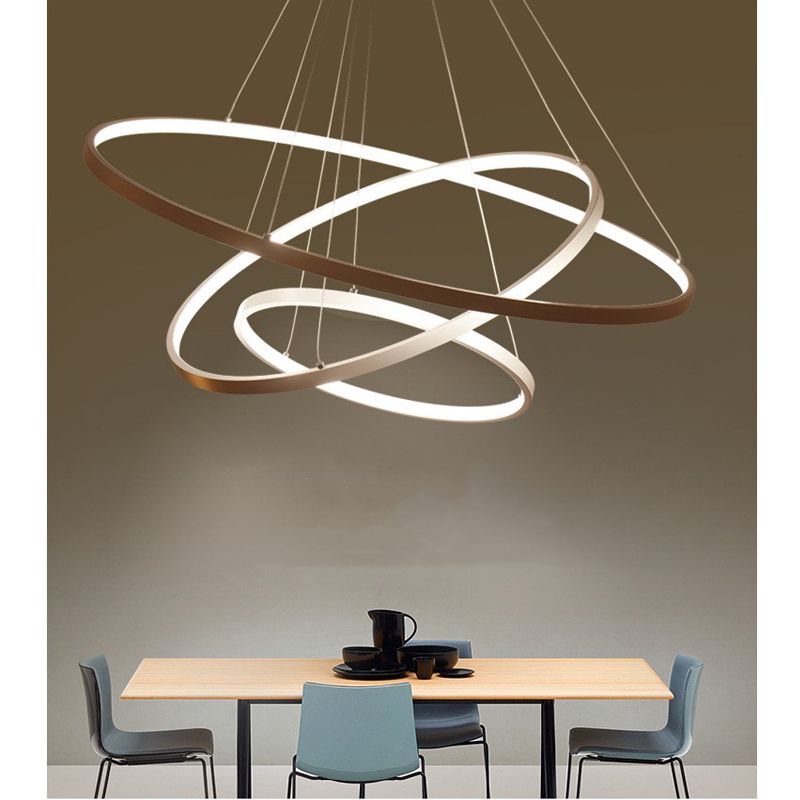 Modern Circular Ring Pendant Lights 3 2 1 Circle Rings Acrylic Modern Circular Ring Pendant Lights 3 2 1 Circle Rings Acrylic Aluminum Led Lighting Ceiling Lamp Fixtures For Living Room Dining Fixture