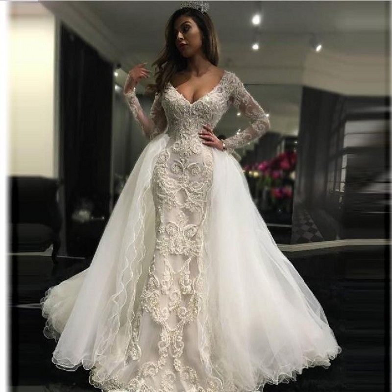 Lace Mermaid Wedding Dress With Long Train : Romantic Illusion High Neck Lace Mermaid Wedding Dress - VQ : We did not find results for: