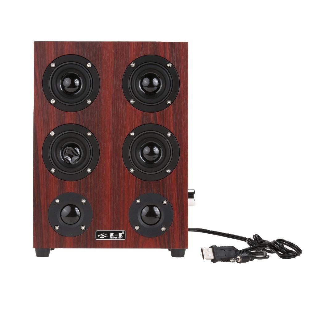 2021 HiFi Subwoofer Speaker Wooden Leather 3.5mm Jack Speaker Music