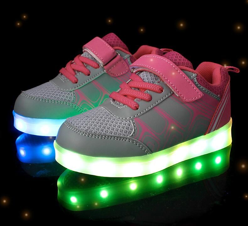 LED Shoes Light Up Colorful Flashing Boys Girls USB Charge Fluorescent