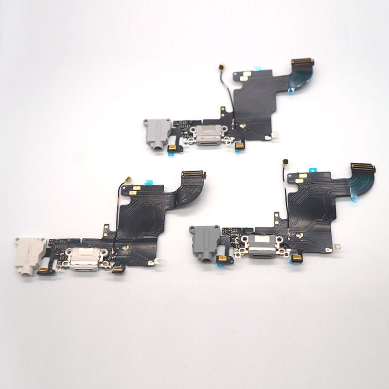 Conector de Carga de Repuesto Compatible con iPhone 6 Micrófono Conector Audio Jack y Antena OnlyTech Color Blanco Dock de Repuesto con Cable Flex