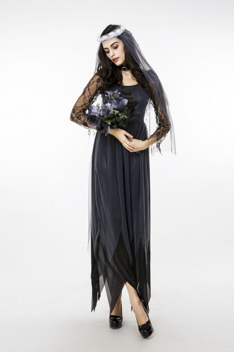 New Halloween Ghost Bride Sexy Vampire Witch Zombie Dark Princess Dress ...