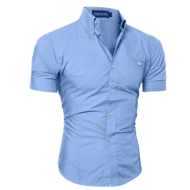 2019 Brand Fashion Leisure Men'S Dress Shirts Short Sleeve Single ...