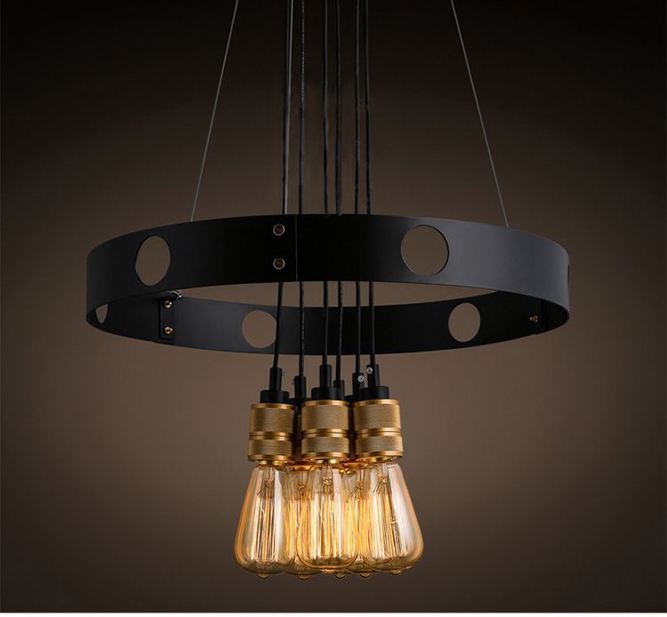Edison Bulb Chandelier Iron Circle Creative Retro Edison Bulb Chandelier Iron Circle Creative Retro Restaurant Cafe Lighting At Home Silver Pendant Light From Guobini 220 82 Dhgate