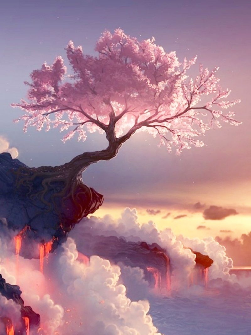 2019 Cliff Tree White Clouds DIY Diamond Painting Embroidery 5D Cross