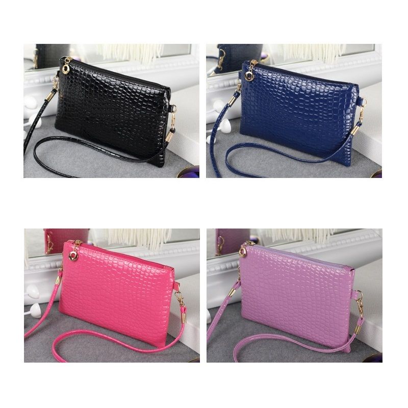 New Fashion Womens Cell Phone Shoulder Bags PU Leather Alligator Pattern Embossing Crossbody Bag ...