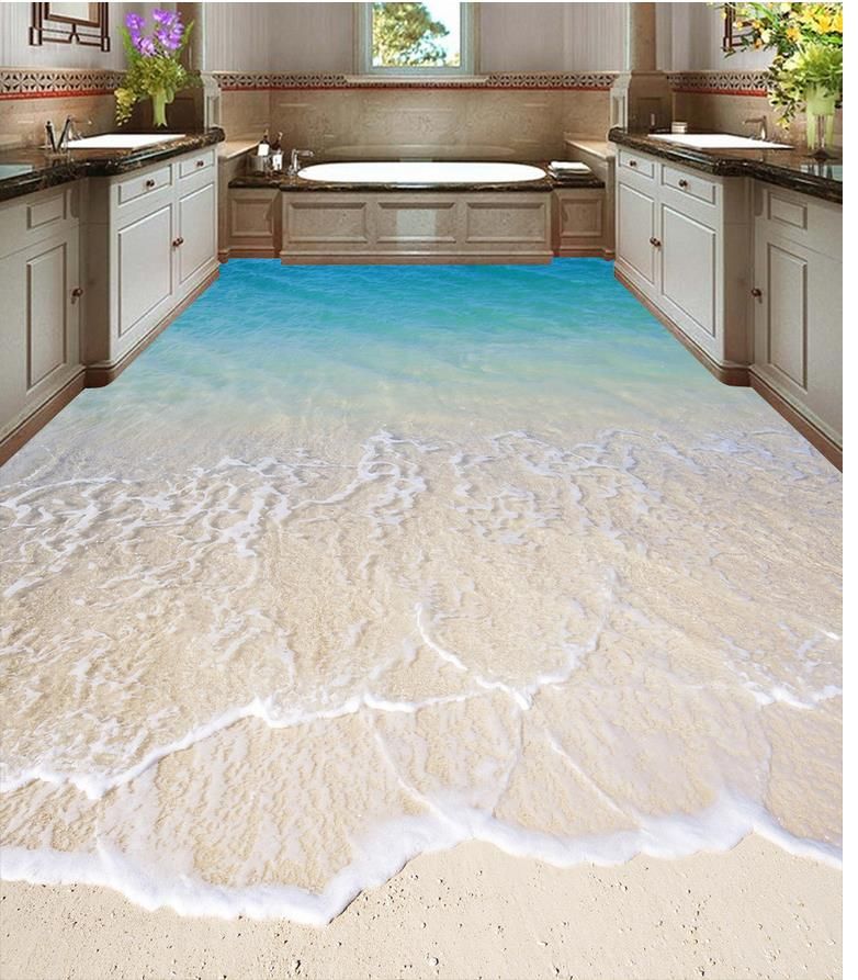 Sol 3d Salle De Bain Acheter Classic Home Decor 3D Salle De Bain Seaside Beach Flooring
