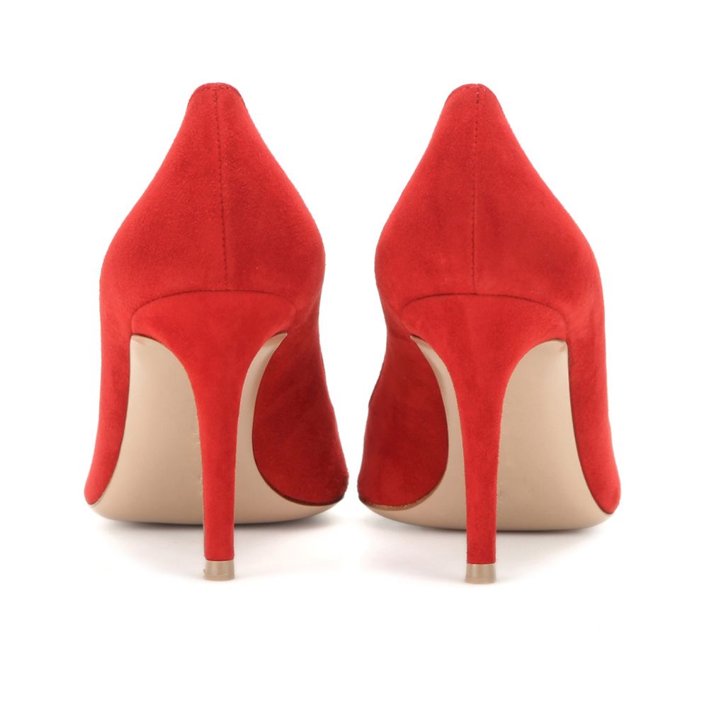 Zandina Bayanlar El Yapımı Moda 85mm Üzerinde Kayma Sivri Temel Ofis Parti Balo Yüksek Topuk Pompaları Ayakkabı Kırmızı Süet K344