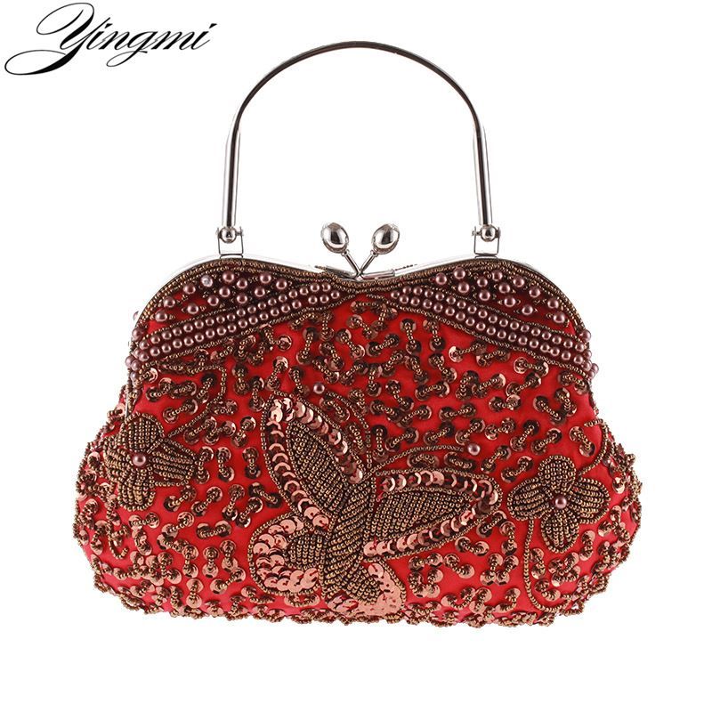 Perlas Compre Hecho De Manija Noche Mano A Bolsos Estilo De Con gHgIq