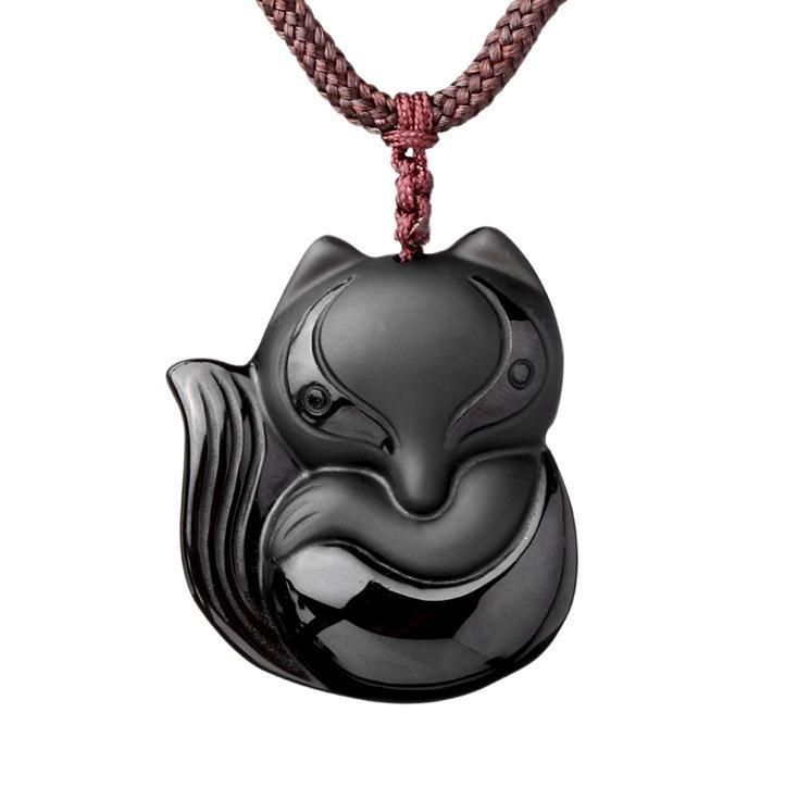 Hand Carved Natural Obsidian Stone Fox Good Luck Hand Carved Natural Obsidian Stone Fox Good Luck Pendant Necklace By Dong1228 Dhgate Com