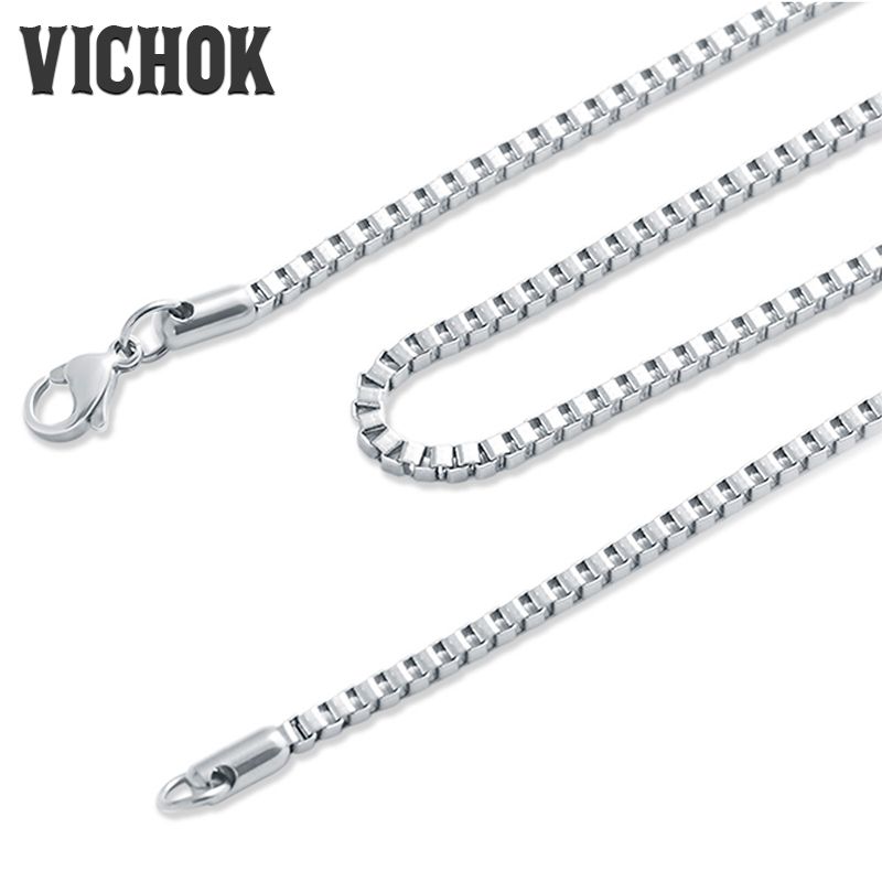 2020 316L Stainless Steel Box Link Chain Necklace For Women Men