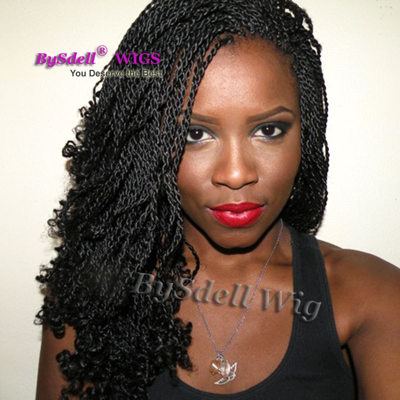 New Arrival Braid Hairstyles Casual Type Twist Braided Roots With Kinky Curly Tail Crochet Braided Lace Front Wig For Black Woman Canada 2019 From
